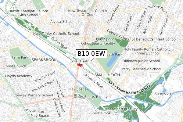 B10 0EW map - small scale - OS Open Zoomstack (Ordnance Survey)