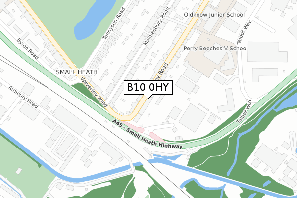 B10 0HY map - large scale - OS Open Zoomstack (Ordnance Survey)