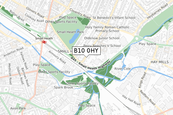 B10 0HY map - small scale - OS Open Zoomstack (Ordnance Survey)