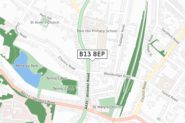 B13 8EP map - large scale - OS Open Zoomstack (Ordnance Survey) B13 8EP map - large scale - OS Open Zoomstack (Ordnance Survey)