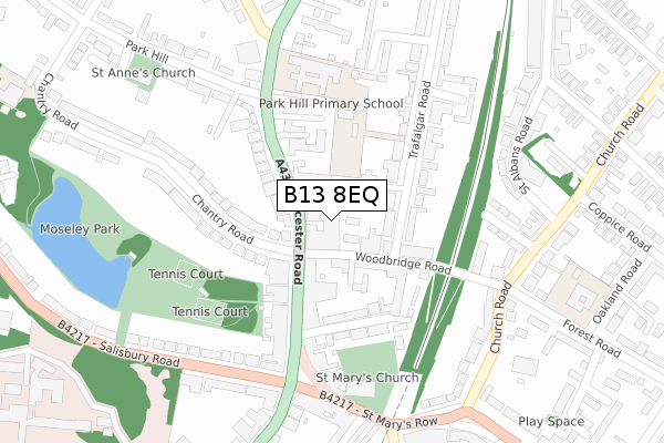 B13 8EQ map - large scale - OS Open Zoomstack (Ordnance Survey) B13 8EQ map - large scale - OS Open Zoomstack (Ordnance Survey)
