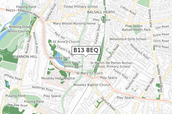 B13 8EQ map - small scale - OS Open Zoomstack (Ordnance Survey) B13 8EQ map - small scale - OS Open Zoomstack (Ordnance Survey)