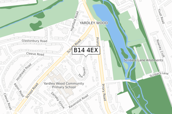 B14 4EX map - large scale - OS Open Zoomstack (Ordnance Survey)