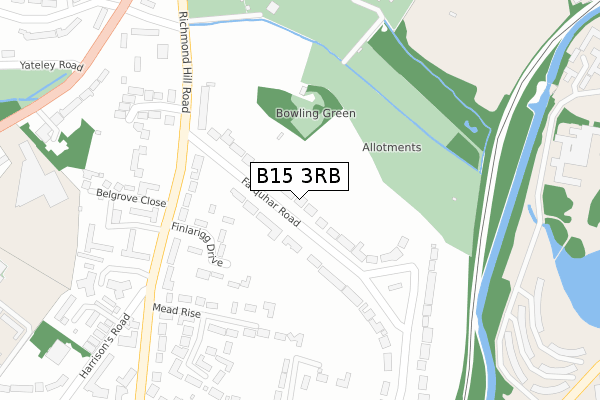 B15 3RB map - large scale - OS Open Zoomstack (Ordnance Survey)