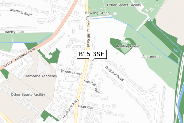 B15 3SE map - large scale - OS Open Zoomstack (Ordnance Survey)