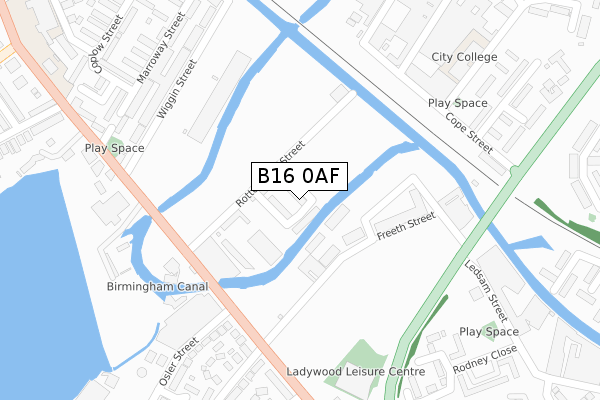 B16 0AF map - large scale - OS Open Zoomstack (Ordnance Survey)