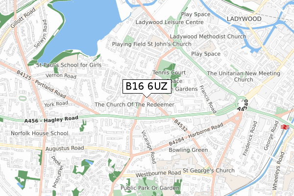 B16 6UZ map - small scale - OS Open Zoomstack (Ordnance Survey) B16 6UZ map - small scale - OS Open Zoomstack (Ordnance Survey)