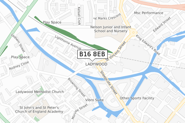 B16 8EB map - large scale - OS Open Zoomstack (Ordnance Survey)