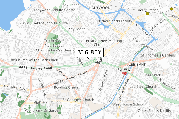 B16 8FY map - small scale - OS Open Zoomstack (Ordnance Survey) B16 8FY map - small scale - OS Open Zoomstack (Ordnance Survey)