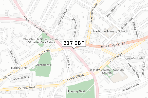 B17 0BF map - large scale - OS Open Zoomstack (Ordnance Survey)