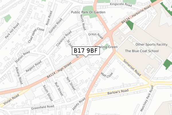 B17 9BF map - large scale - OS Open Zoomstack (Ordnance Survey) B17 9BF map - large scale - OS Open Zoomstack (Ordnance Survey)