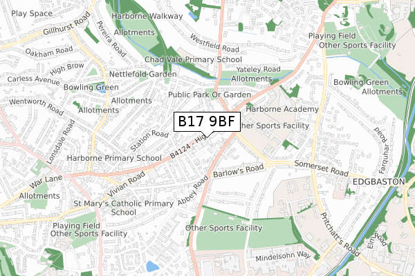 B17 9BF map - small scale - OS Open Zoomstack (Ordnance Survey) B17 9BF map - small scale - OS Open Zoomstack (Ordnance Survey)