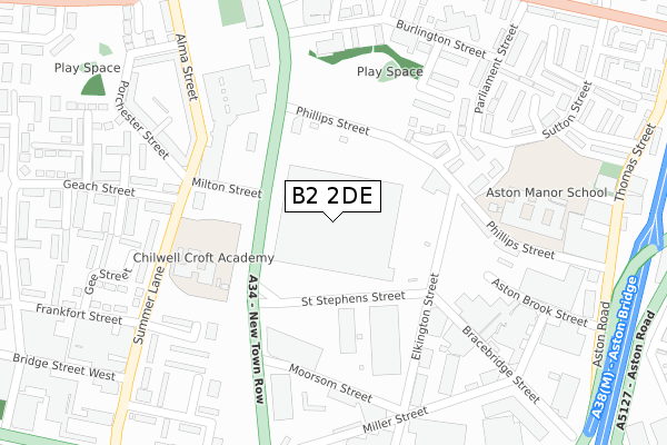 B2 2DE map - large scale - OS Open Zoomstack (Ordnance Survey)