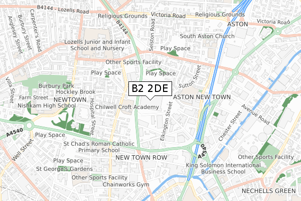B2 2DE map - small scale - OS Open Zoomstack (Ordnance Survey)