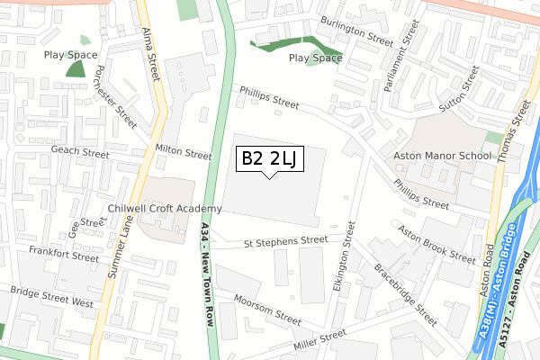 B2 2LJ map - large scale - OS Open Zoomstack (Ordnance Survey) B2 2LJ map - large scale - OS Open Zoomstack (Ordnance Survey)