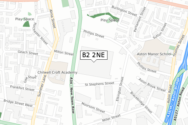 B2 2NE map - large scale - OS Open Zoomstack (Ordnance Survey)