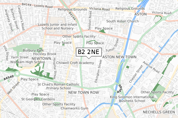 B2 2NE map - small scale - OS Open Zoomstack (Ordnance Survey)