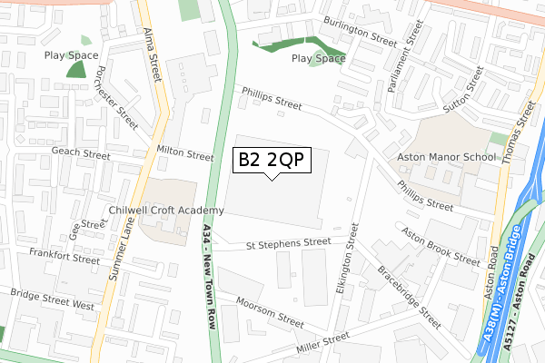 B2 2QP map - large scale - OS Open Zoomstack (Ordnance Survey)