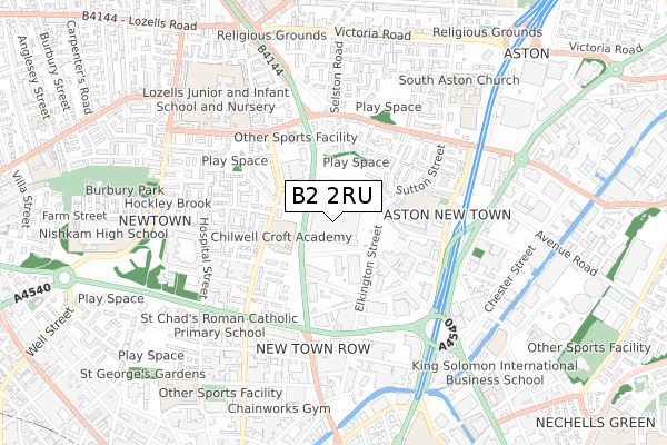 B2 2RU map - small scale - OS Open Zoomstack (Ordnance Survey)