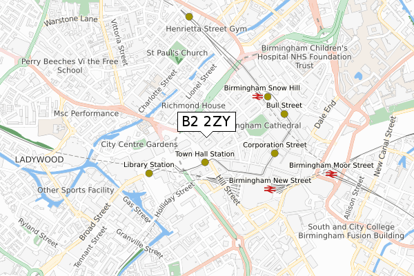 B2 2ZY map - small scale - OS Open Zoomstack (Ordnance Survey)