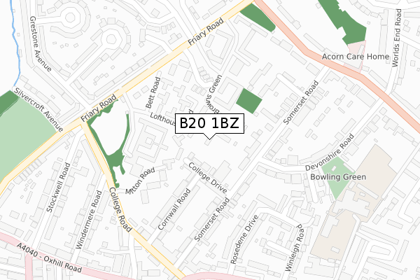 B20 1BZ map - large scale - OS Open Zoomstack (Ordnance Survey)