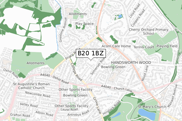 B20 1BZ map - small scale - OS Open Zoomstack (Ordnance Survey)