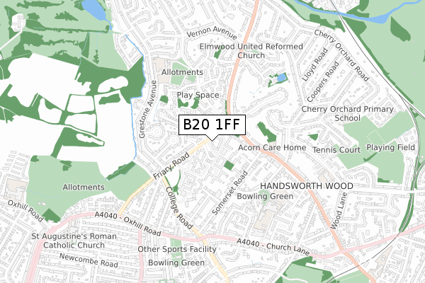 B20 1FF map - small scale - OS Open Zoomstack (Ordnance Survey)
