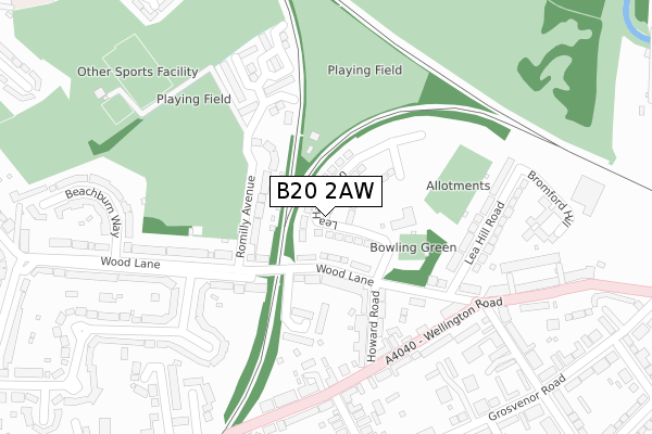 B20 2AW map - large scale - OS Open Zoomstack (Ordnance Survey)