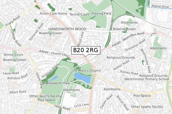 B20 2RG map - small scale - OS Open Zoomstack (Ordnance Survey)