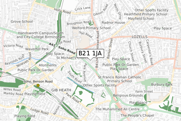 B21 1JA map - small scale - OS Open Zoomstack (Ordnance Survey) B21 1JA map - small scale - OS Open Zoomstack (Ordnance Survey)