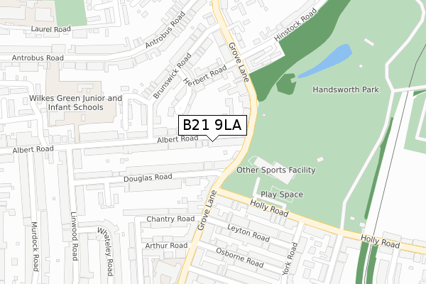 B21 9LA map - large scale - OS Open Zoomstack (Ordnance Survey)