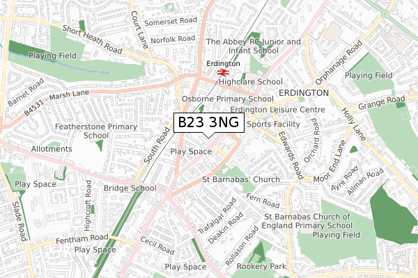 B23 3NG map - small scale - OS Open Zoomstack (Ordnance Survey)