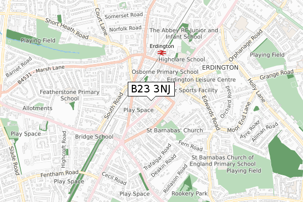 B23 3NJ map - small scale - OS Open Zoomstack (Ordnance Survey) B23 3NJ map - small scale - OS Open Zoomstack (Ordnance Survey)