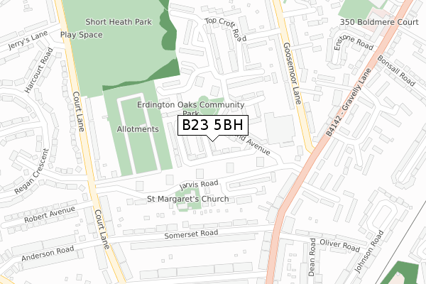 B23 5BH map - large scale - OS Open Zoomstack (Ordnance Survey)