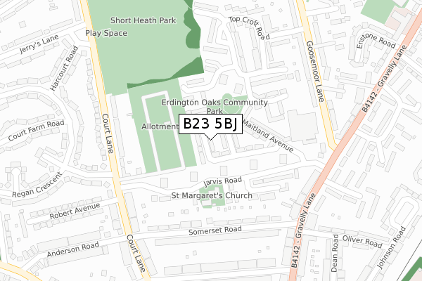 B23 5BJ map - large scale - OS Open Zoomstack (Ordnance Survey)