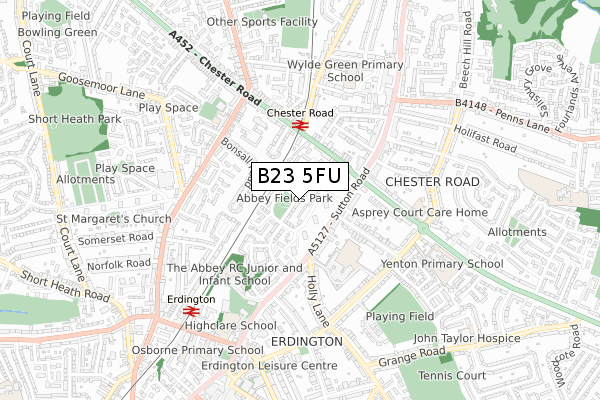 B23 5FU map - small scale - OS Open Zoomstack (Ordnance Survey)