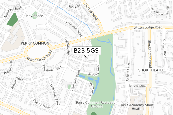 B23 5GS map - large scale - OS Open Zoomstack (Ordnance Survey)