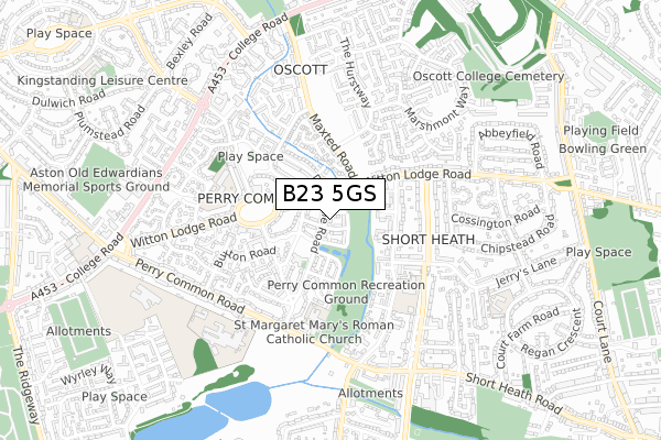 B23 5GS map - small scale - OS Open Zoomstack (Ordnance Survey)