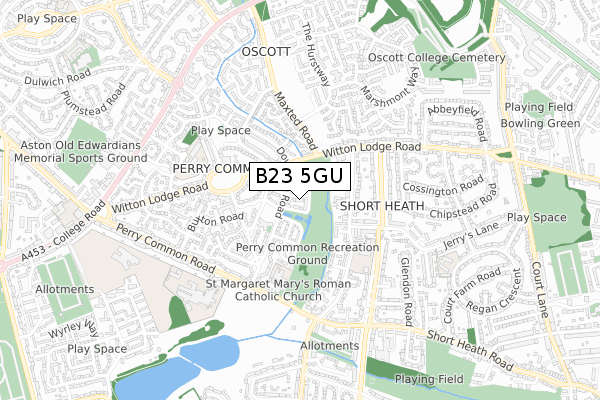 B23 5GU map - small scale - OS Open Zoomstack (Ordnance Survey)