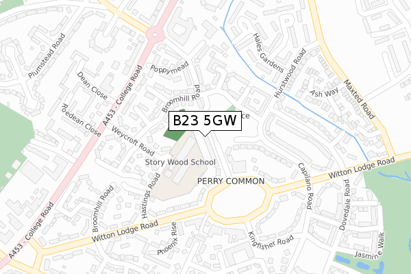 B23 5GW map - large scale - OS Open Zoomstack (Ordnance Survey)