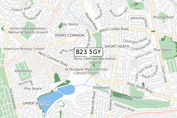 B23 5GY map - small scale - OS Open Zoomstack (Ordnance Survey)