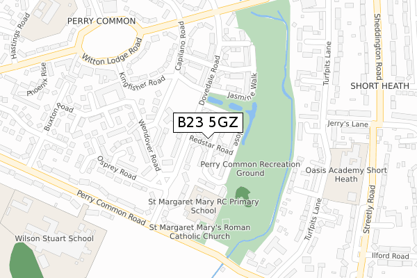 B23 5GZ map - large scale - OS Open Zoomstack (Ordnance Survey)
