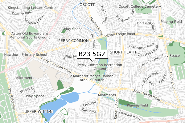 B23 5GZ map - small scale - OS Open Zoomstack (Ordnance Survey)