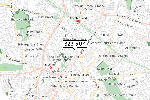 B23 5UY map - small scale - OS Open Zoomstack (Ordnance Survey) B23 5UY map - small scale - OS Open Zoomstack (Ordnance Survey)