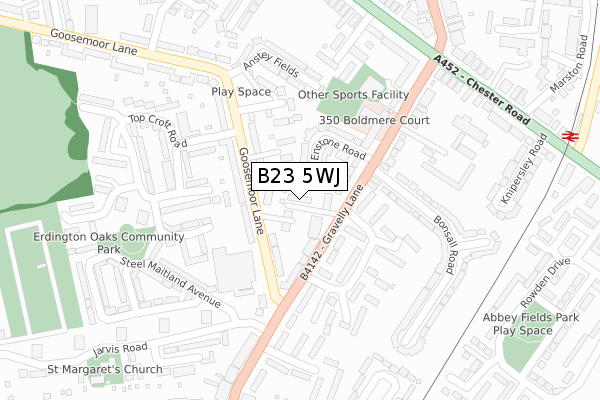 B23 5WJ map - large scale - OS Open Zoomstack (Ordnance Survey)