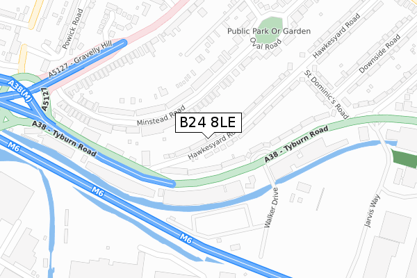 B24 8LE map - large scale - OS Open Zoomstack (Ordnance Survey)