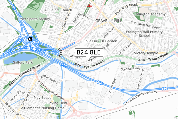 B24 8LE map - small scale - OS Open Zoomstack (Ordnance Survey)