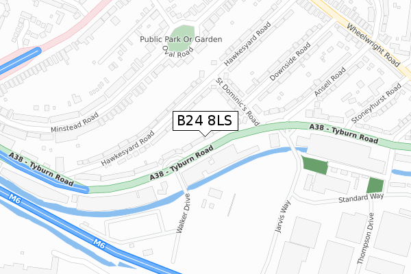 B24 8LS map - large scale - OS Open Zoomstack (Ordnance Survey)