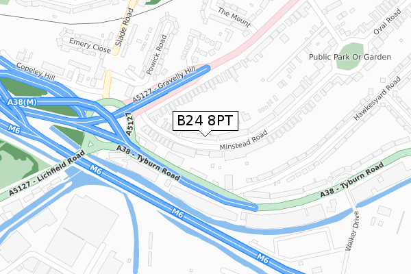 B24 8PT map - large scale - OS Open Zoomstack (Ordnance Survey)