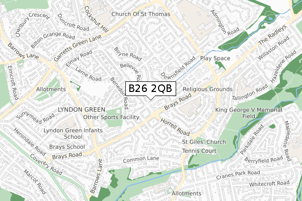 B26 2QB map - small scale - OS Open Zoomstack (Ordnance Survey)